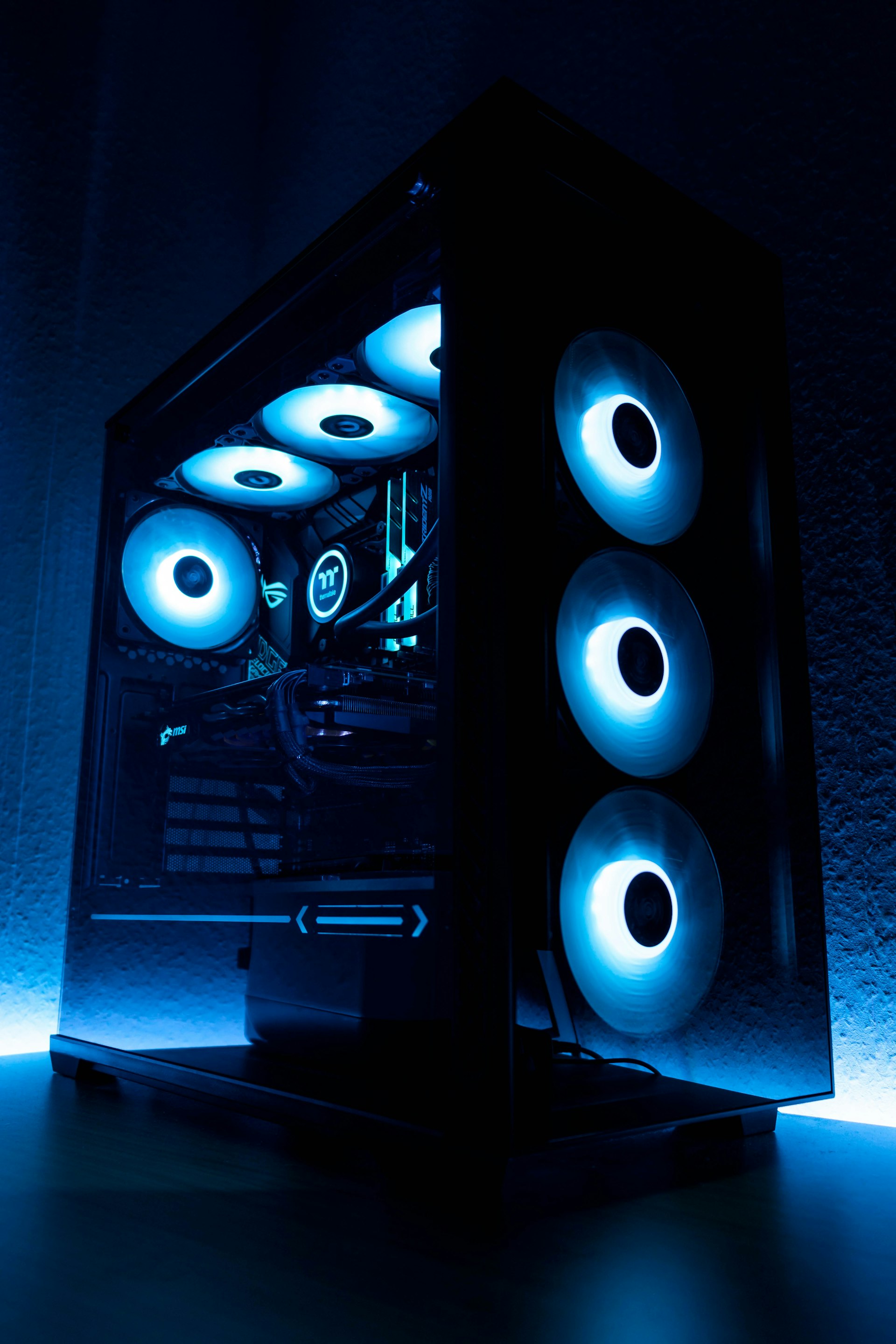 High-performance gaming PC setup with RGB components
